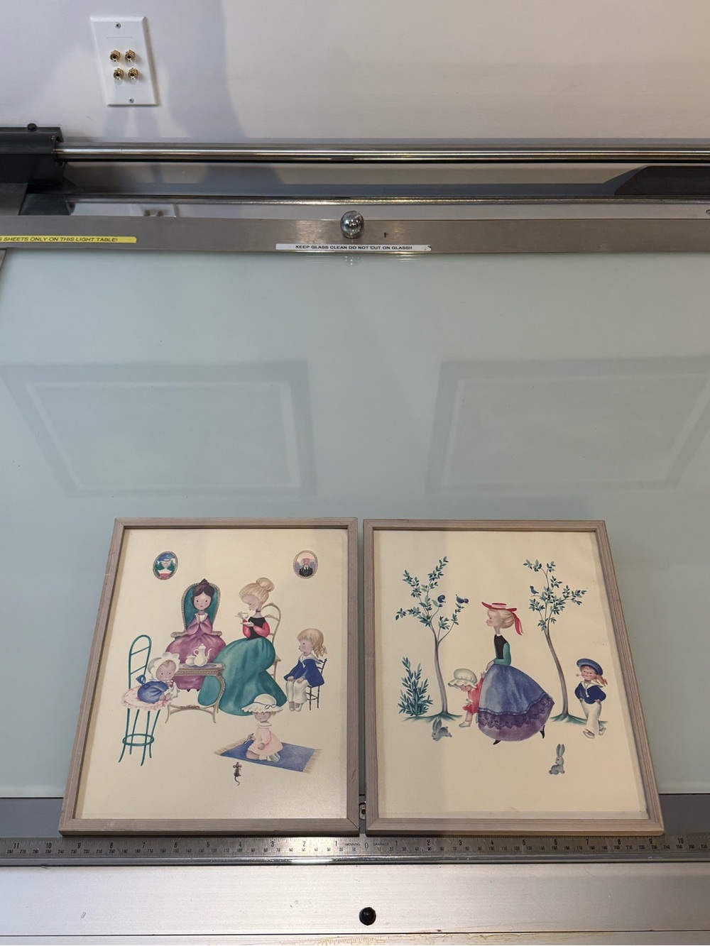 Vintage Desclee De Brouwer Belgian Nursery Art Pair Framed Storybook Prints